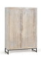GINER Y COLOMER Vitrina - Buffet 2 portes en bois de manguier massif avec finition blanc vieilli et pieds métal noir, 160 x 110 x 40 cm